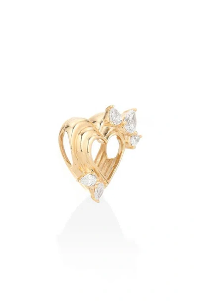 Adina Reyter Big Bead 14k & Lab Grown Diamond Open Heart Pendant