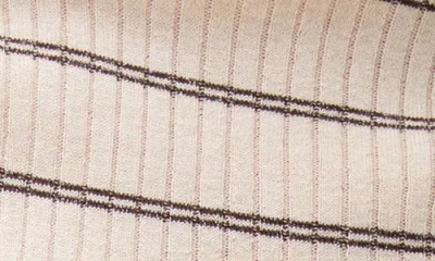 Mango Stripe Mock Neck Rib Sweater