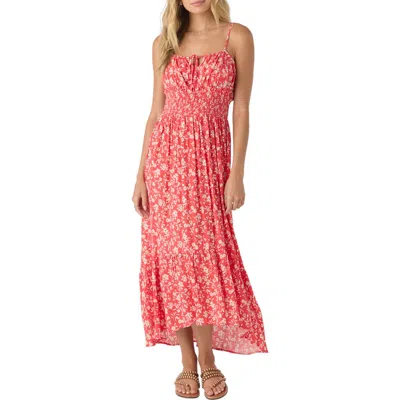 O'neill Lettie Smocked Waist Midi Sundress