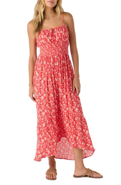 O'neill Lettie Smocked Waist Midi Sundress