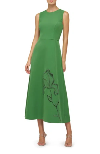Kay Unger Blossom Embroidery Detail Cocktail Dress In Green