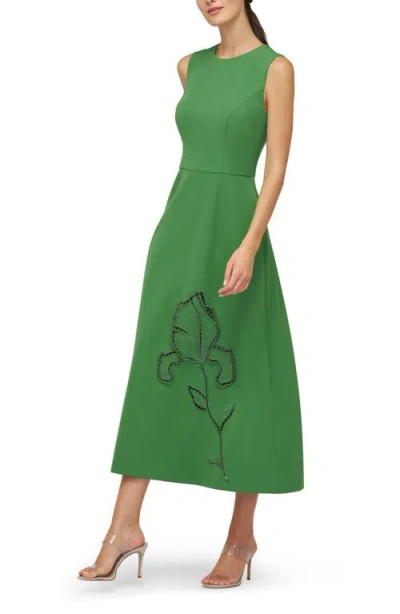 Kay Unger Blossom Embroidery Detail Cocktail Dress In Green