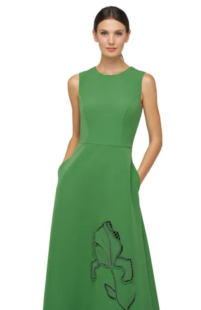 Kay Unger Blossom Embroidery Detail Cocktail Dress In Green