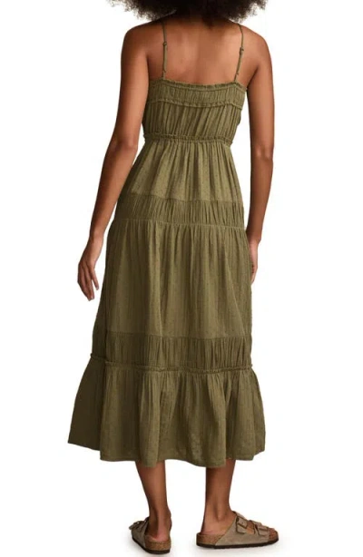 Lucky Brand Clip Dot Cotton Tiered Maxi Dress