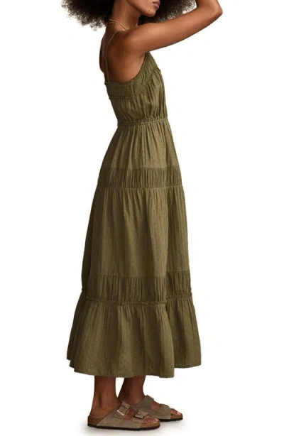 Lucky Brand Clip Dot Cotton Tiered Maxi Dress