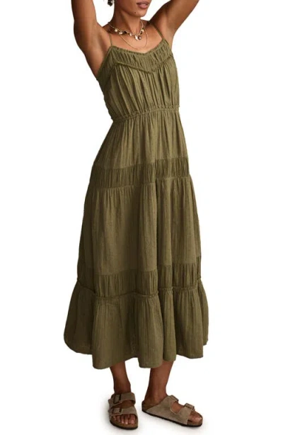 Lucky Brand Clip Dot Cotton Tiered Maxi Dress