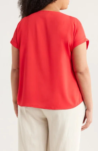 Jones New York Side Button Detail Crepe Top