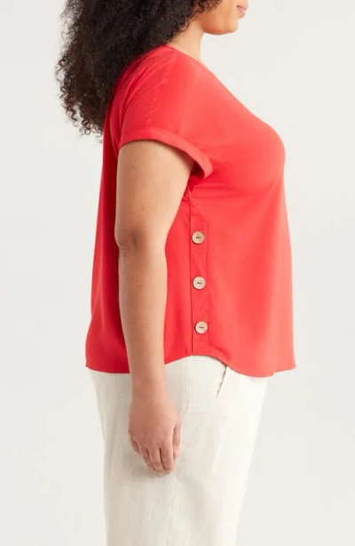 Jones New York Side Button Detail Crepe Top