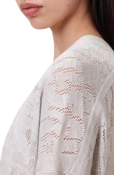 Allsaints Kaito Open Stitch Sheer Mesh Open Front Longline Cardigan