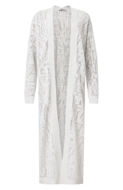 Allsaints Kaito Open Stitch Sheer Mesh Open Front Longline Cardigan