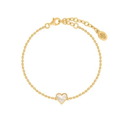Karma And Luck Harmonious Spirit Mother Of Pearl Gold Heart Bracelet