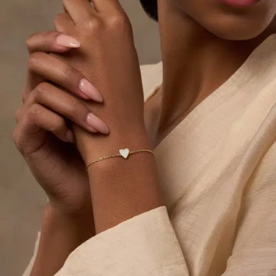 Karma And Luck Harmonious Spirit Mother Of Pearl Gold Heart Bracelet