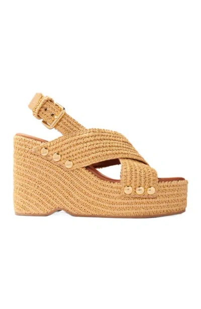 Maje Wedge Sandals With Raffia Effect