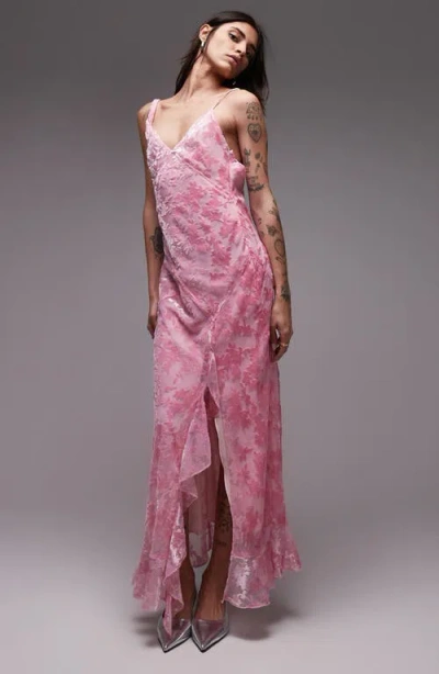 Topshop Burn Out Twist Shoulder Maxi Dress