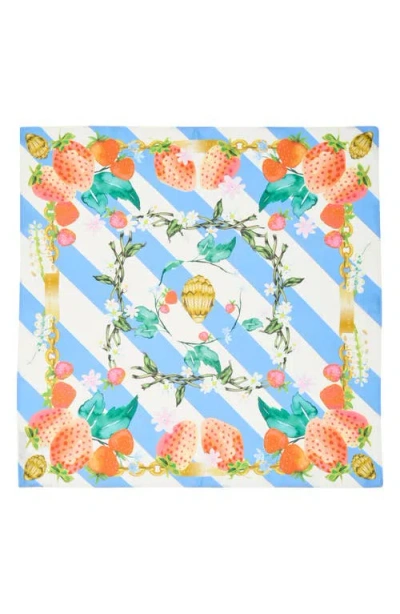 Kurt Geiger London Strawberry Stripe Print Silk Square Scarf