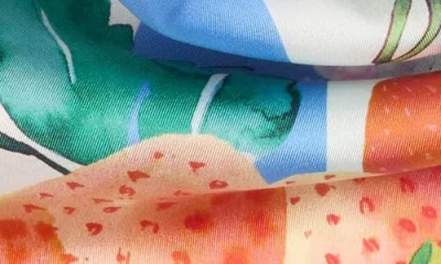 Kurt Geiger London Strawberry Stripe Print Silk Square Scarf