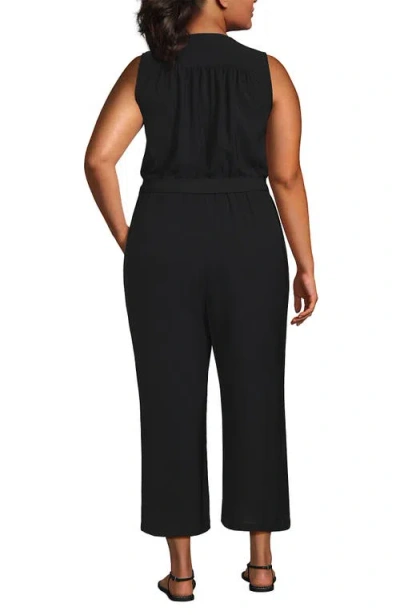 Lands' End Sleeveless Creaseless Wrap Jumpsuit
