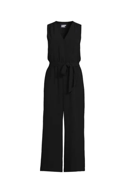 Lands' End Sleeveless Creaseless Wrap Jumpsuit