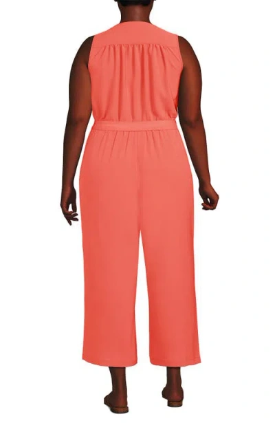 Lands' End Sleeveless Creaseless Wrap Jumpsuit