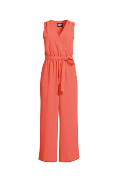 Lands' End Sleeveless Creaseless Wrap Jumpsuit
