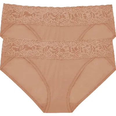 Natori Bliss Perfection Lace Trim One Size Bikini Brief 2-pack