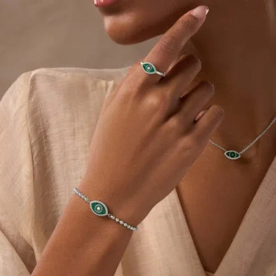 Karma And Luck Constant Guardian Evil Eye Malachite Silver Bracelet