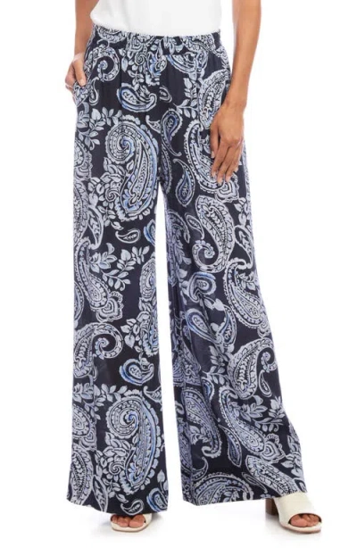 Karen Kane Paisley Print High Waist Wide Leg Pants