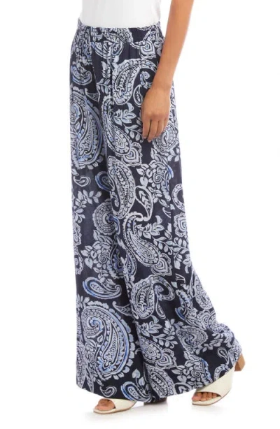 Karen Kane Paisley Print High Waist Wide Leg Pants