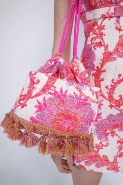 Anna Sui Arabesque Linen Tassel Crossbody Bag