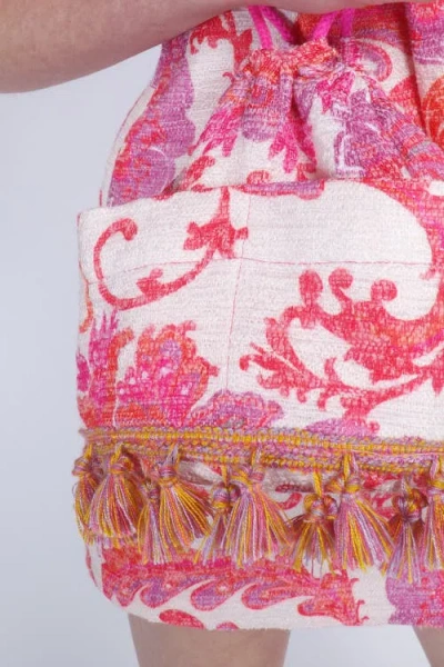 Anna Sui Arabesque Linen Tassel Crossbody Bag