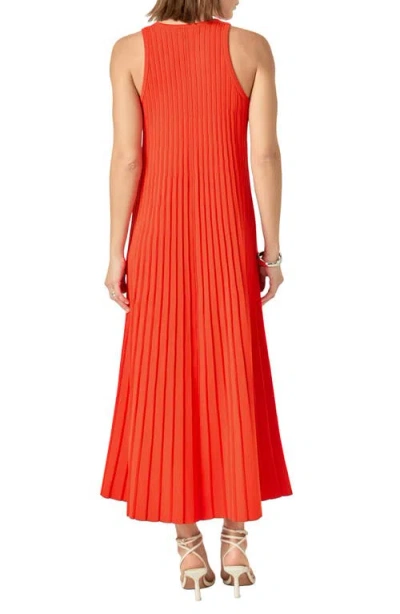 English Factory Pleated Knit Sleeveless Maxi Dress In Red
