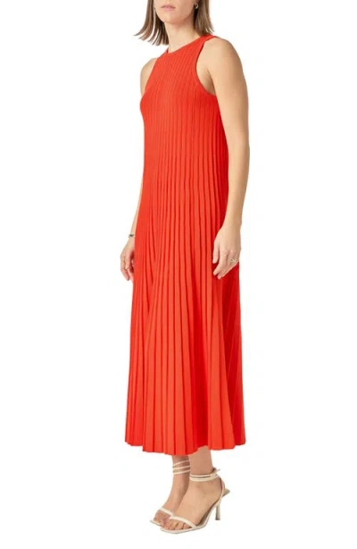 English Factory Pleated Knit Sleeveless Maxi Dress In Red