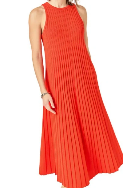 English Factory Pleated Knit Sleeveless Maxi Dress In Red