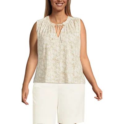 Lands' End Linen Blend Notch Neck Swing Tank Top
