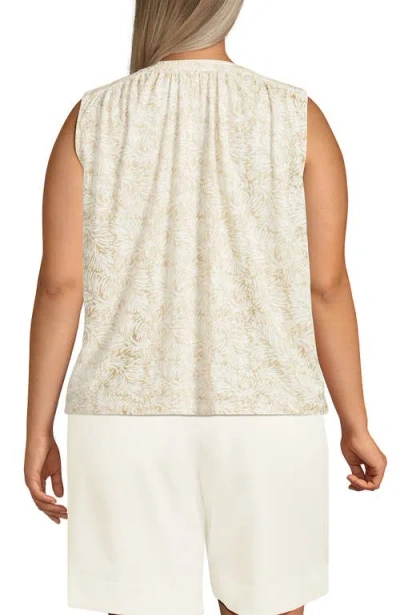 Lands' End Linen Blend Notch Neck Swing Tank Top