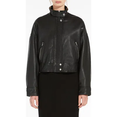 Weekend Max Mara Angel Stand Collar Leather Jacket