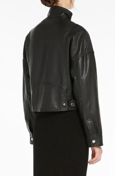 Weekend Max Mara Angel Stand Collar Leather Jacket