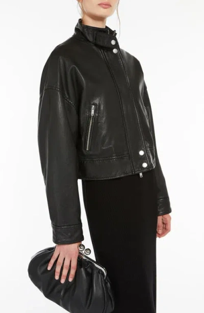 Weekend Max Mara Angel Stand Collar Leather Jacket