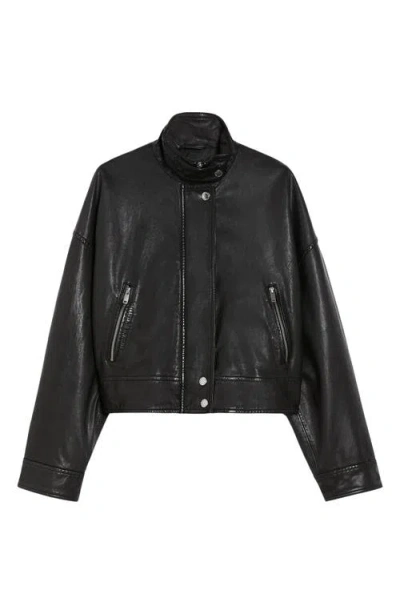 Weekend Max Mara Angel Stand Collar Leather Jacket