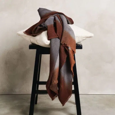 Studio Variously Simply Taupe Brown Gray Hand Spun Merino Handloom Throw