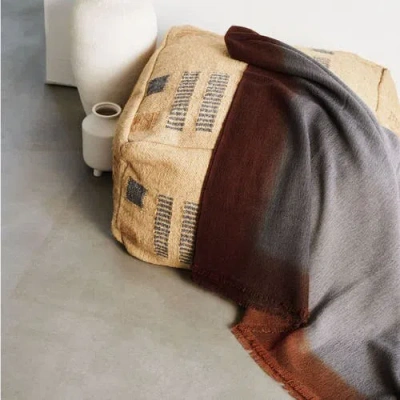 Studio Variously Simply Taupe Brown Gray Hand Spun Merino Handloom Throw