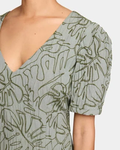 Santorelli Bianca A-line Shift Dress With Puff Sleeves In Abstract Stretch Cotton Cloque