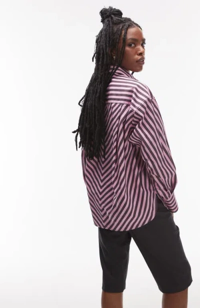 Topshop Stripe Cotton Poplin Button-up Shirt