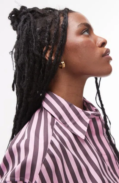 Topshop Stripe Cotton Poplin Button-up Shirt