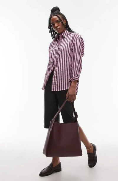 Topshop Stripe Cotton Poplin Button-up Shirt