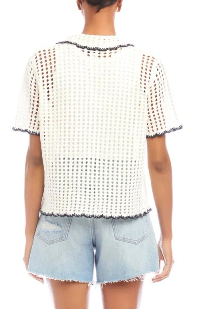 FIFTEEN TWENTY FIFTEEN TWENTY GEMMA OPEN KNIT BUTTON-UP SHIRT 