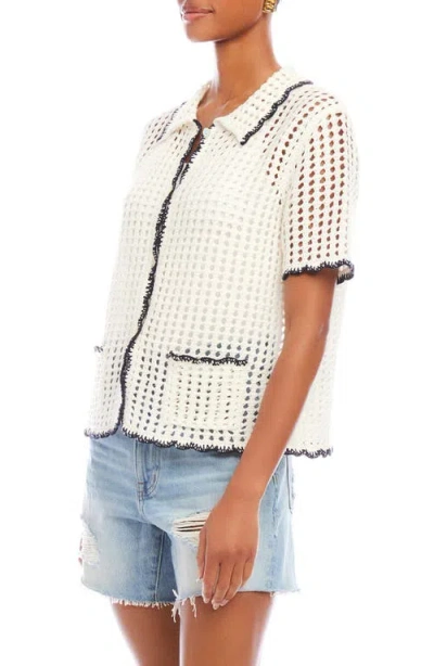 Fifteen Twenty Gemma Open Knit Button-up Shirt