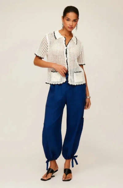 Fifteen Twenty Gemma Open Knit Button-up Shirt