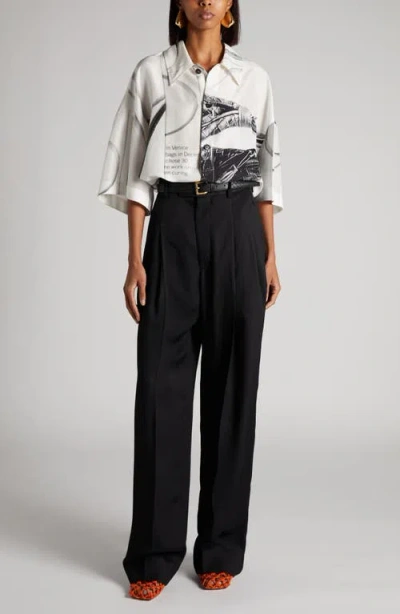 Bottega Veneta Campaign Print Oversize Silk Button-up Shirt