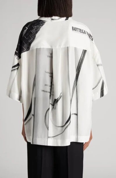 Bottega Veneta Campaign Print Oversize Silk Button-up Shirt